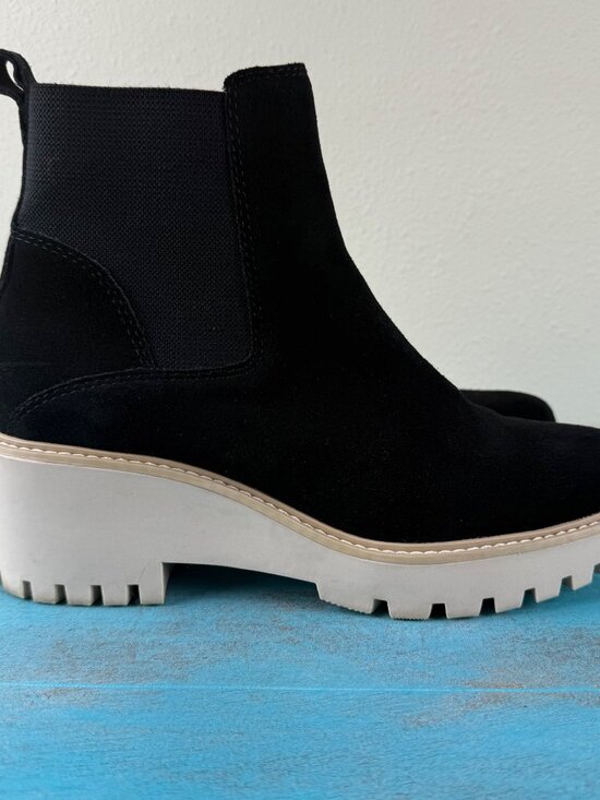 Dolce Vita Haddie Chelsea Black Suede Chunky Y2k Retro Boots Size 9 - Picture 1 of 9